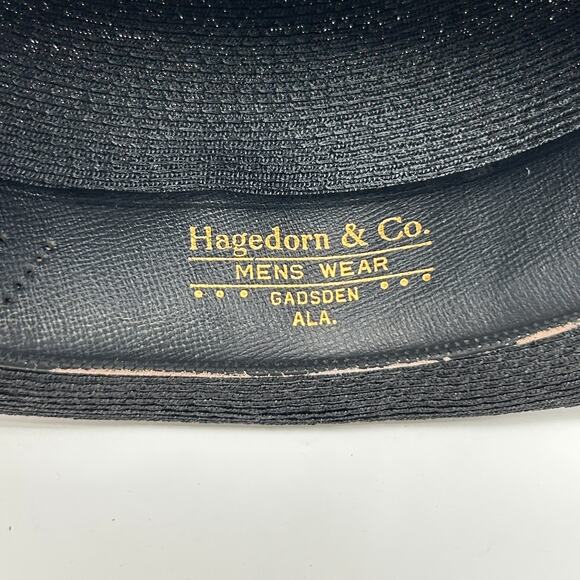 Vintage Dobbs Straw Fedora Hat Mens Size 6 1/2 Brown Ribbon Bow Hagedorn & Co - Picture 13 of 14